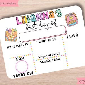 Editable First Day of School Sign: Photoshoot Prop