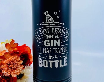 Gin, Funny Gin Cup, 32 Oz Water Bottle, Stainless Steel Insulated Bottle, Large Water Bottle, Engraved Water Bottle, Personalized Bottle