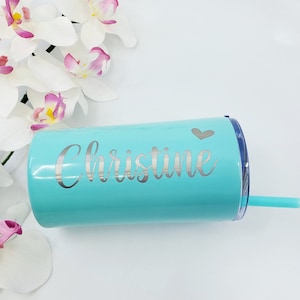 Personalized Kids Tumbler: Engraved Stainless Steel Cup with Straw