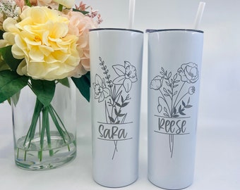 Birth Month Flower Tumbler, Flower Tumbler, Birthday Flower, Birth Month Gift, Personalized Tumbler, Daycare Teacher Gift, Unique Gift Idea