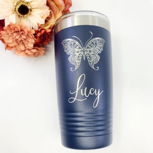 Butterfly Tumbler, Coffee Tumbler, Personalized Butterfly Cup, Travel Tumbler, Travel Cup
