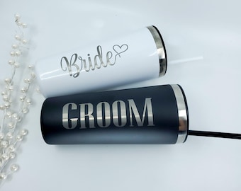 Vaso de novia y novio, vasos personalizados, vasos de recién casados, regalo de luna de miel, regalo de despedida de soltera, regalo de novio
