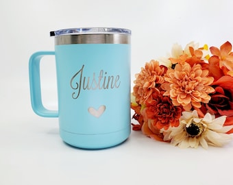 Personalized Insulated Coffee Mug: Laser Engraved Travel Cup