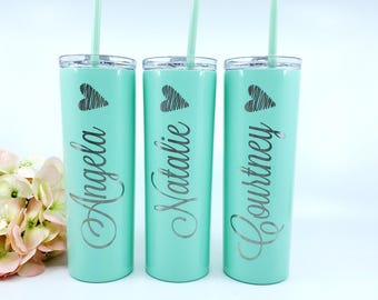 Vasos delgados para fiesta nupcial - Vasos de acero inoxidable personalizados - Vasos delgados personalizados