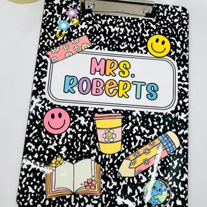 Personalized Teacher Clipboard, Teacher Clipboard, Personalized Back to School, Teacher Gifts, Custom Teacher Composition Notebook Clipboard