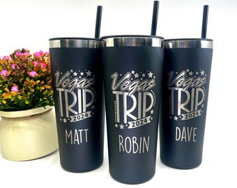 Personalized Bachelorette Party Favors, Engraved Vegas Trip Tumblers