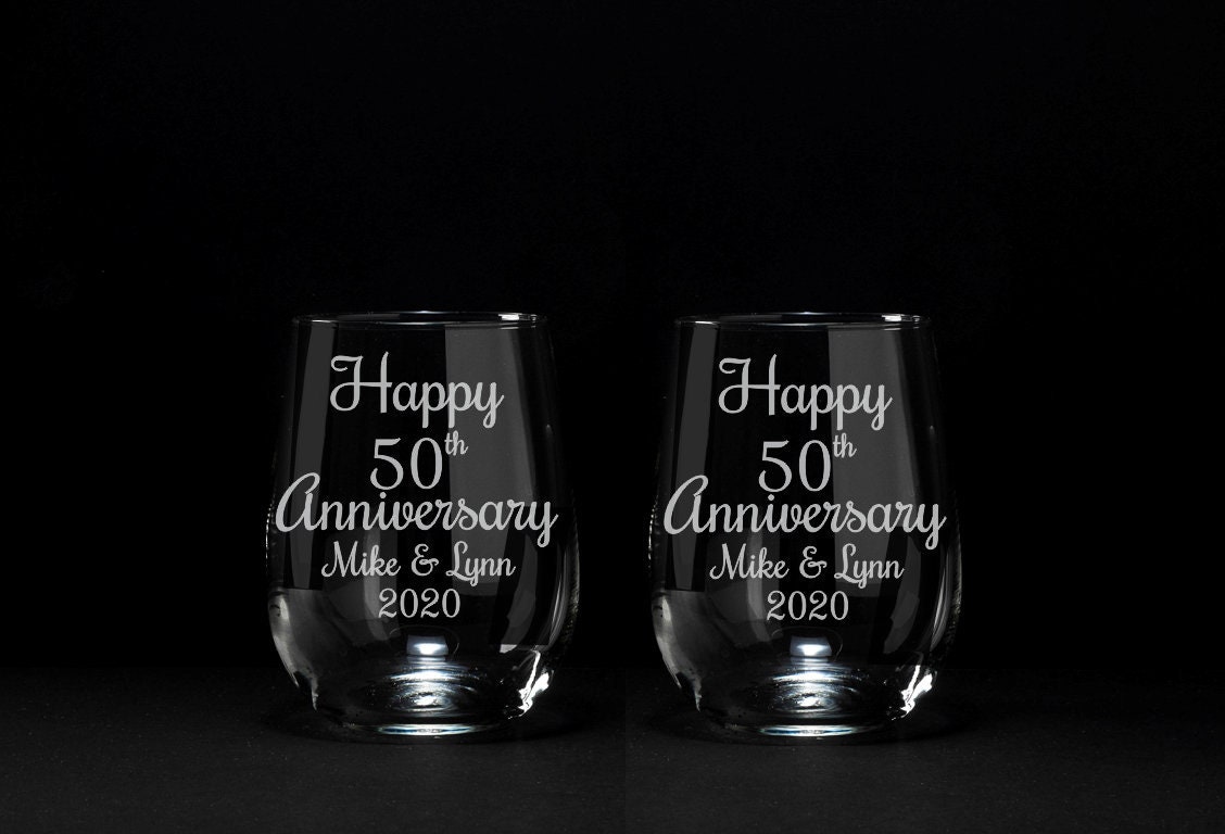 Anniversary Wine Glasses 50th Anniversary Gift Wedding Etsy