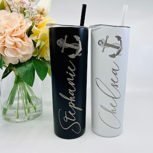 Cruise Tumblers, Anchor Cup, Personalized Anchor Tumbler, Beach Theme, Last Sail Bachelorette Party, Insulated Personalized Tumblers