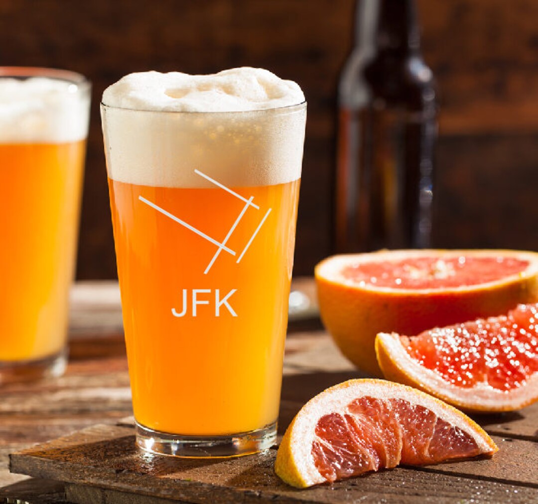 Pilot Gift, JFK Airport Beer Glass, Pilot Beer Glass, JFK, Airport Code Beer Glass, Runway Beer