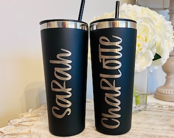 Coffee Tumbler, Personalized, Travel Coffee Mug, Iced Coffee Mug, Iced Coffee Tumbler, Insulated Cup, Tumbler with Lid and Straw, Engraved