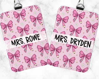 Personalized Teacher ID Badge Holder: Sublimated Leatherette Lanyard
