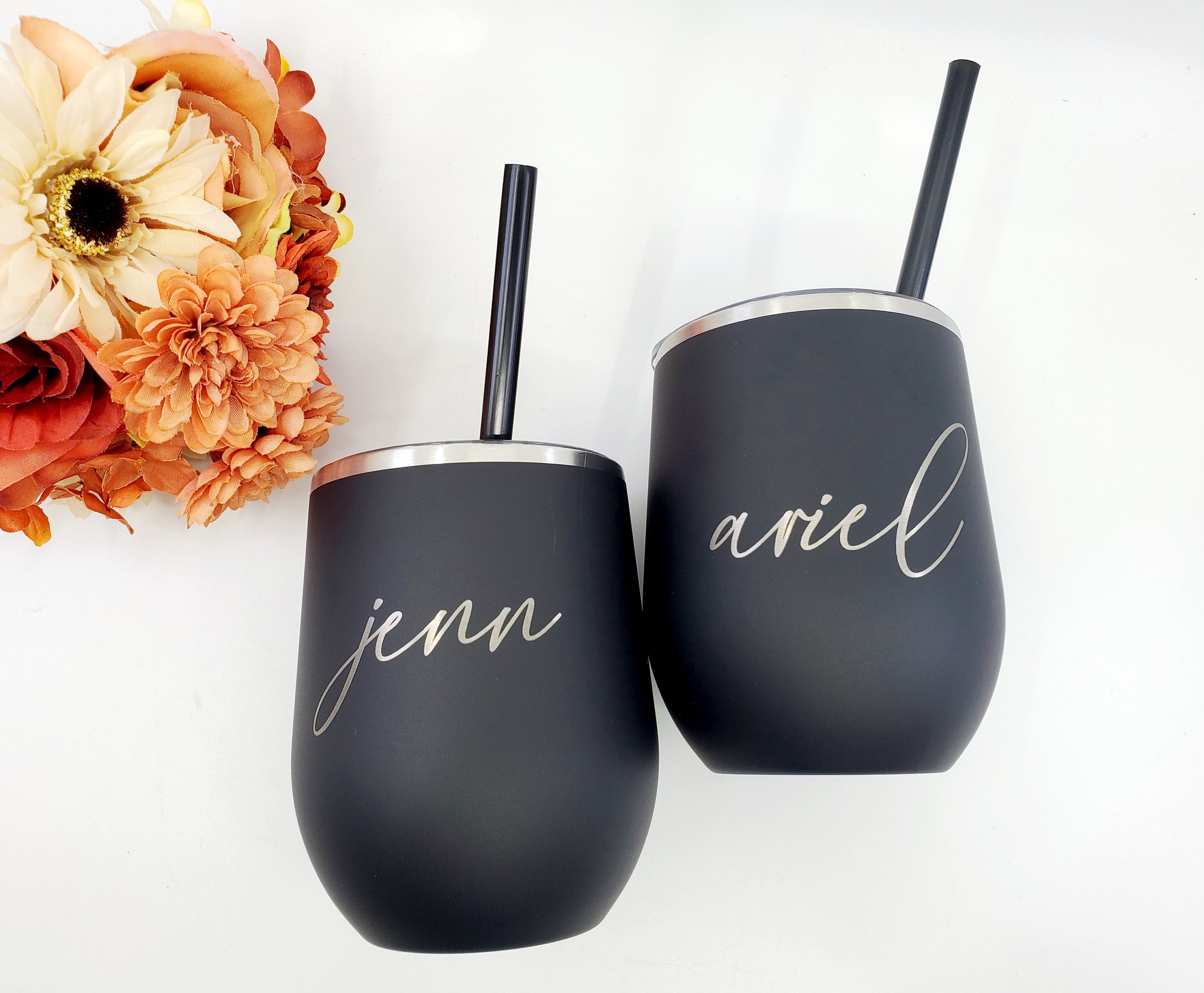 Personalized Wine Tumbler with Lid & Straw, Wine Tumbler, Wine Tumble…