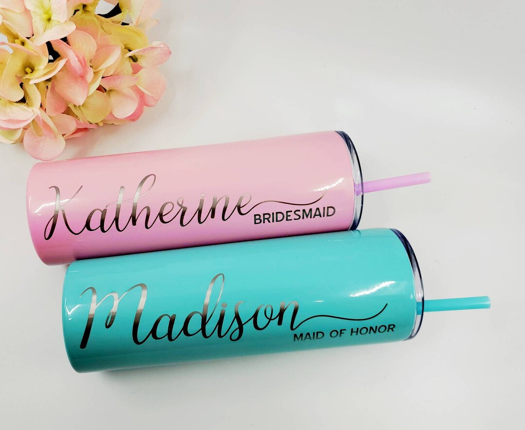 Personalized Tumbler With Straw, Bridesmaid Tumbler, Bridesmaid Gift