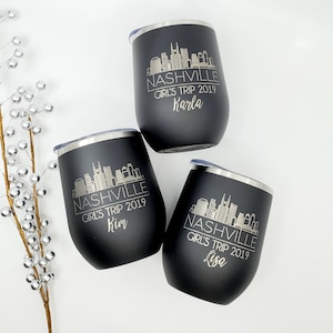 Girls Weekend Wine tumblers, Nashville Vacation, Wine Cups with Straw, Personalized Wine Tumblers, Bachelorette Party