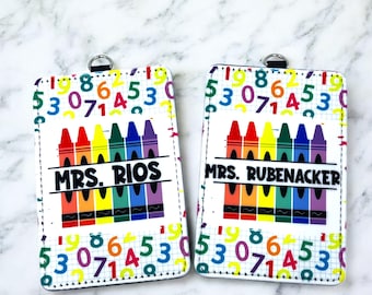 Personalized Teacher ID Badge Holder: Sublimated Leatherette with Lanyard