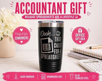 Vaso divertido para contables, regalo para amantes de las hojas de cálculo, regalo para contadores públicos certificados, regalo para contables, regalo para compañeros de trabajo, taza de viaje grabada, taza con humor de oficina de 591 ml (20 oz)