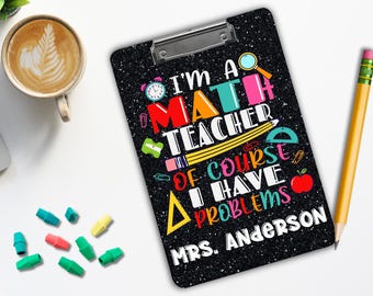 Portapapeles personalizado para profesores de matemáticas: regalo para la vuelta al cole