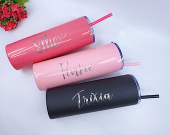 Personalized Tumbler with Straw, Bridesmaid Tumbler, Bridesmaid Gift, Insulated Tumbler, Bridal Party, Bachelorette Party, Wedding Tumbler