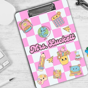 Teacher Clipboard, Personalized Clipboard, Teacher Gift Idea, Custom Teacher Clipboard, Pink Clipboard, Sublimation PNG, Clip board