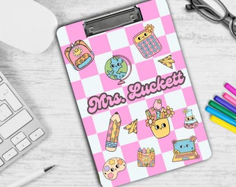Portapapeles personalizado para profesores: diseño escolar personalizado en rosa