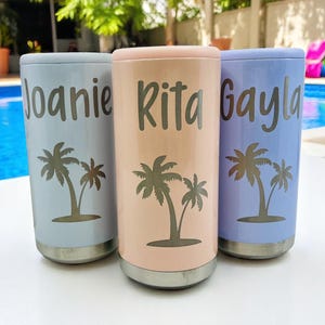Personalized Skinny Can Cooler, Personalized Slim Can Cooler, Stainless Steel Coozie, Girls Weekend, Vacation Tumbler, Bachelorette Party