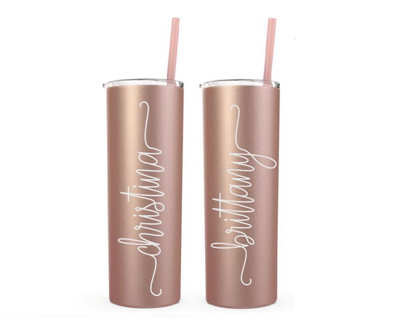 Set of 7 Rose Gold Tumblers Personalized Rose Gold Tumbler | Etsy