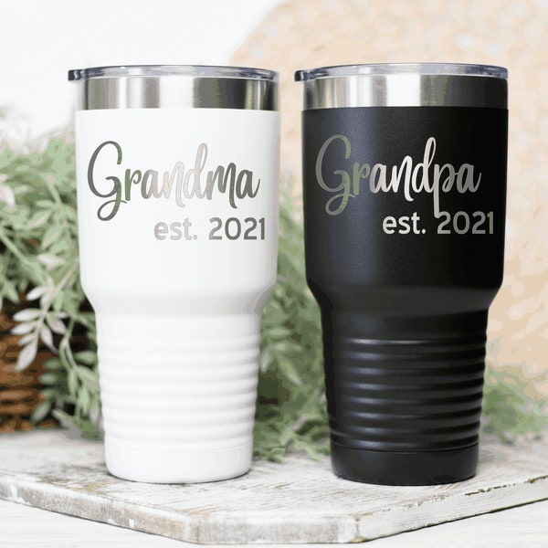 Grandparent Tumblers, Pregnancy Announcement, 30 Oz Tumblers, Grandma, Grandpa, New Grandparents, Set of 2, Insulated Tumblers