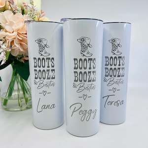 Boots Booze and Besties, Nashville Bachelorette Party, Nashville Cups, Girls Weekend Tumblers, Personalized Cowboy Hat & Boots Tumbler