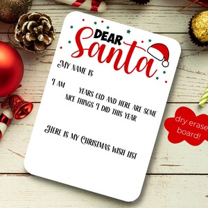 Personalisierte Weihnachten Wunschliste Dry Erase Board Zeichen