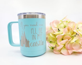 Personalized Princess Castle Coffee Mug, Stainless Steel Insulated Travel Cup