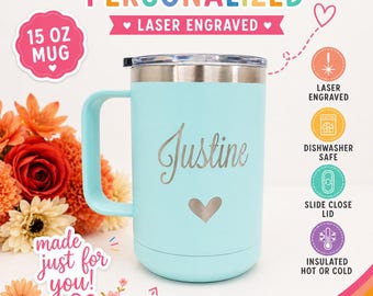 Taza de café isotérmica personalizada: Taza de viaje grabada con láser