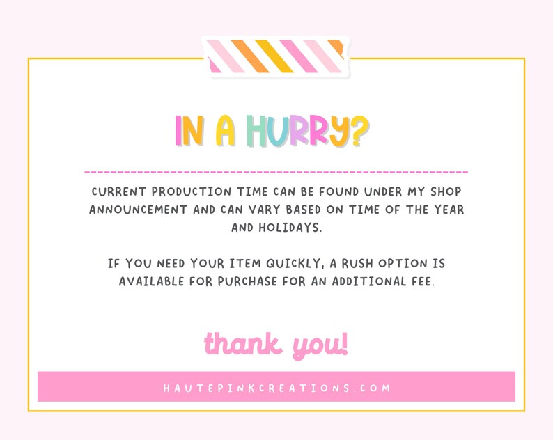 a thank card for a customer in a hurry