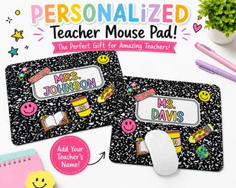 Personalized Teacher Mouse Pad, Custom Teacher Desk Mat, Teacher Appreciation Gift, Cute Teacher Classroom Decor, Back to School Gift