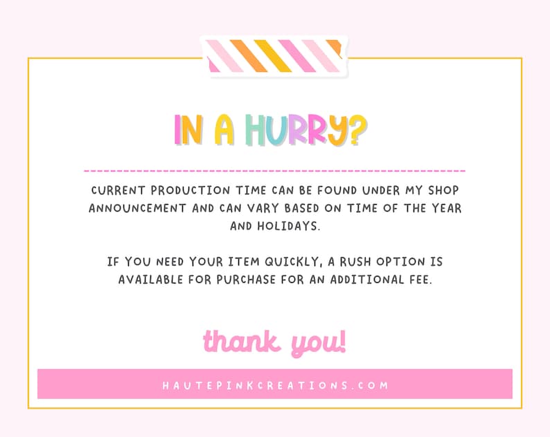 a thank card for a customer in a hurry
