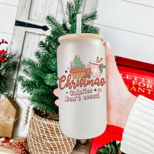 Christmas Iced Coffee Cup Xmas Frosted Tumblers Christmas party Beer Glass gift Tumbler & straw Christmas Vacation Tumbler Santa Coffee Cup