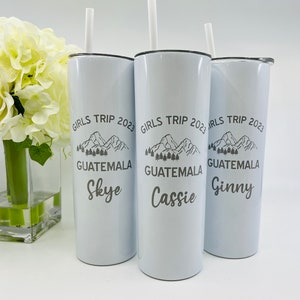 Mountain Weekend Tumblers, Girls Weekend, Girls Trip, Mountain Trailblazer Tumblers, Etched Stainless Steel Tumbler with Straw, Weekend Cups