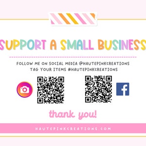 a small business card with a qr code