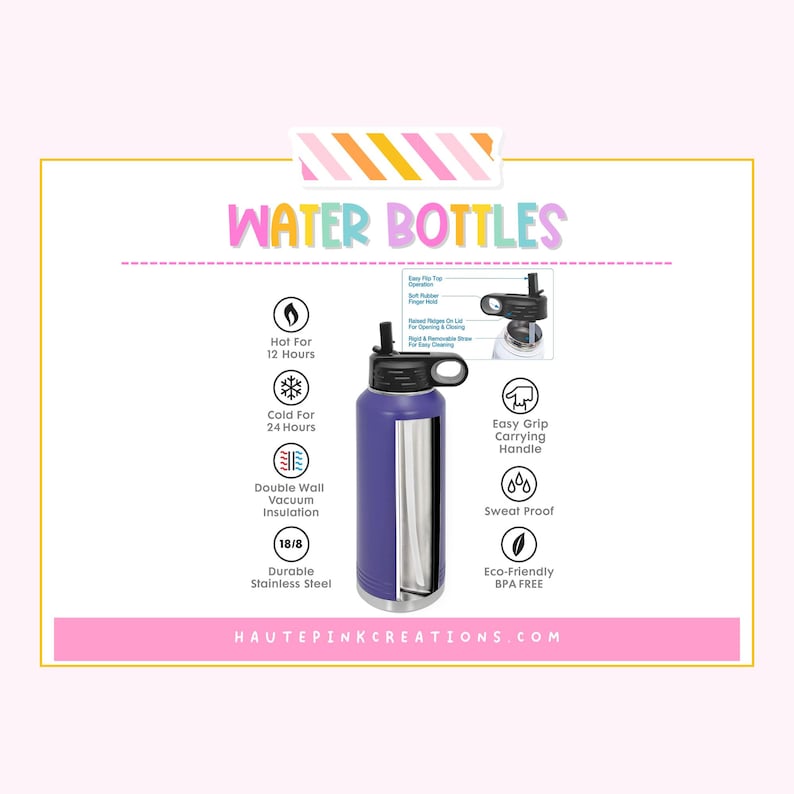 Bottiglia d'acqua incisa da 32 once: divertente bottiglia isolata immagine 7