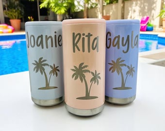 Enfriador de latas delgado personalizado: soporte para bebidas de acero inoxidable para despedida de soltera