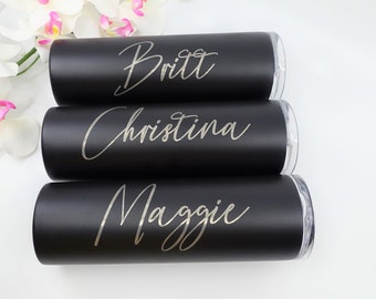Personalized Tumbler with Straw, Personalized Custom Tumbler, 20 oz Skinny Tumbler, Gift Idea for Bridal Party, Wedding Tumbler, Mothers Day