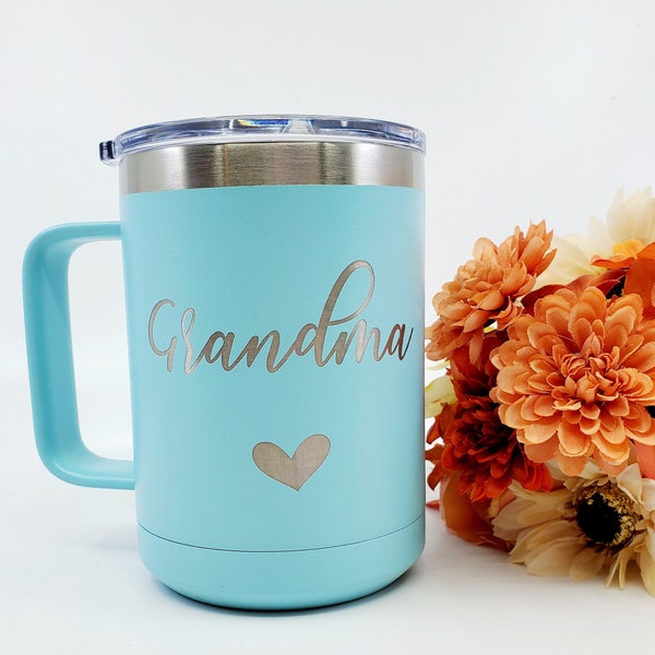 Grandma Coffee Cup, Yaya Coffee Tumbler, Insulated Coffee Mug, Stainless Steel, Personalized Mug, Christmas Gift, Personalized Gift