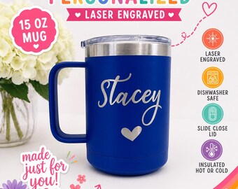 Personalized Coffee Mug: Laser-Etched Stainless Steel Insulated Cup