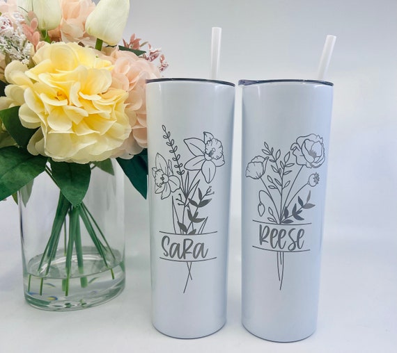 Flower Birth Month Personalized Tumbler - Bridesmaid Gifts Boutique