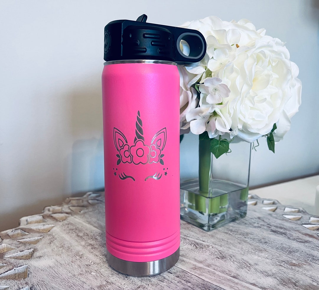 Personalized Unicorn Water Bottle for Girls With Straw and Sports Lid ...