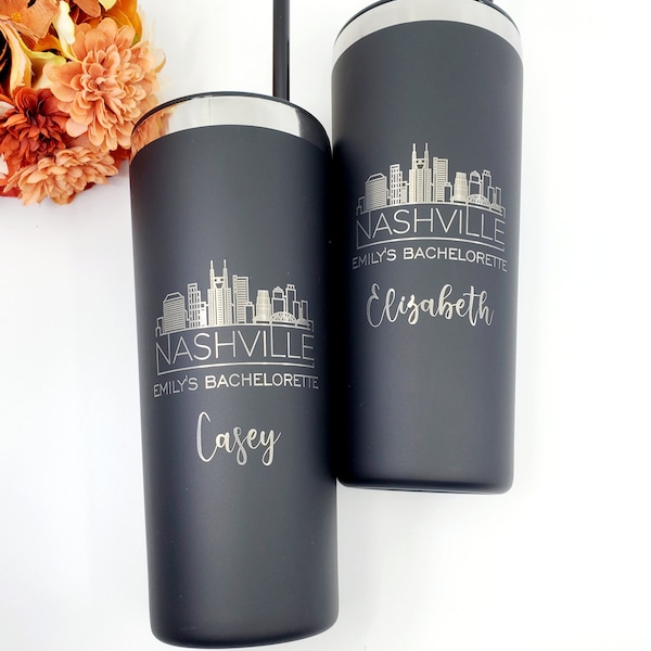 Peach Beach Social Club Bachelorette Party Thermal Wine Tumbler