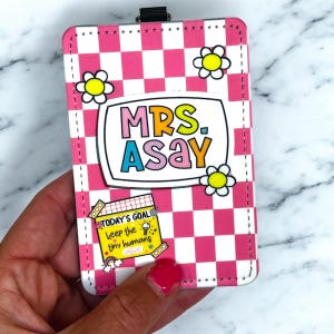 Personalized Teacher ID Badge Holder, Custom Teacher Leather ID Card Holder Teacher Back To School Gift, Custom Teacher Lanyard Accessories