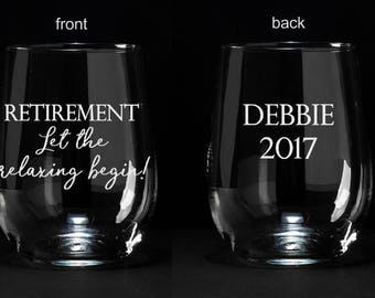 Retirement Gift, Engraved Retirement Wine Glass, Celebration Wine Glass, Retirement Wine Glass Gift, Personalized Retirement Gift