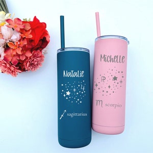 Zodiac Tumblers Matte Tumblers Astrology Symbols Zodiac Sign Personalized Tumblers Laser Engraved Custom Constellation Cups