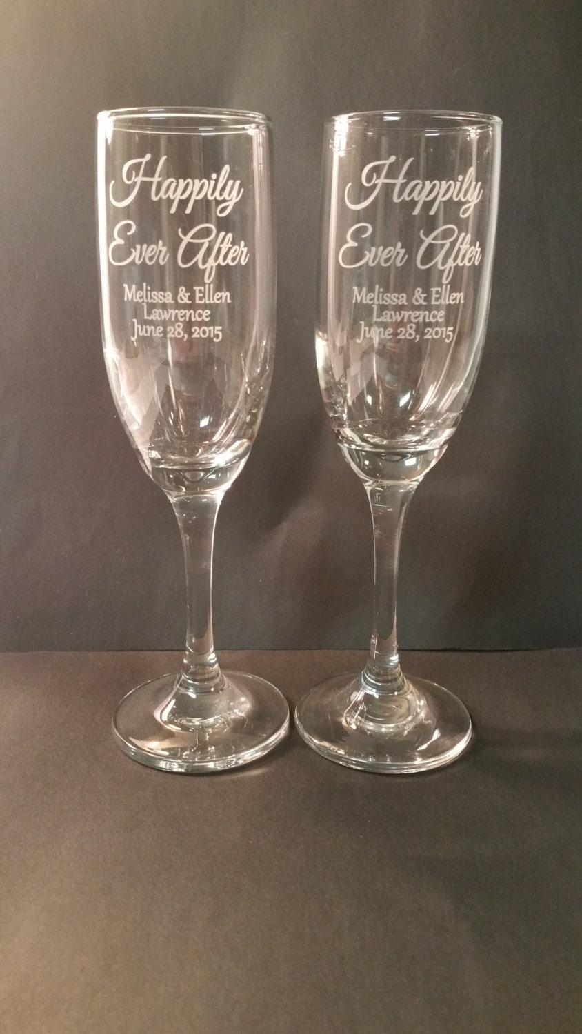 Personalized Wedding Champagne Glass, Custom Toasting Flute, Happily …