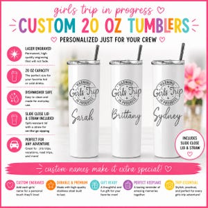 Bicchiere termico per viaggio tra ragazze: bicchiere termico sottile da 20 oz personalizzato con incisione laser.